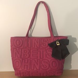 BETSEY JOHNSON Pink Tote Bag w Button Snap Closure